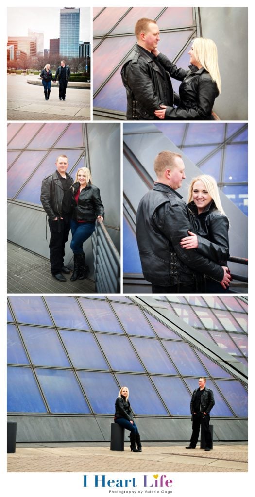 Engagement photo shoot with Rock & Roll Hall of Fame in the background