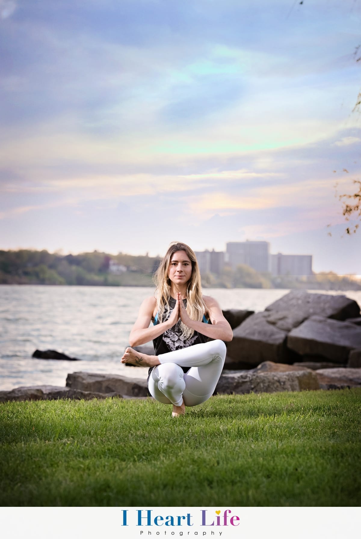 Yoga Pose for Branding Photo Shoot at Cleveland Edgewater Park